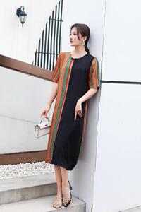夏季大版妈妈款香云丝连衣裙图片