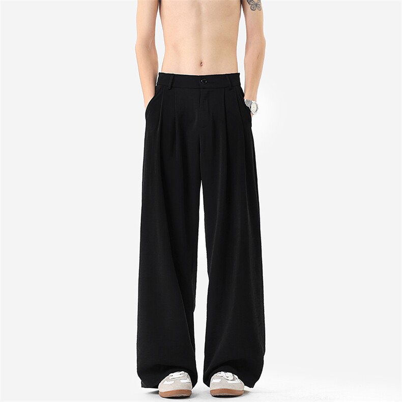 无影墙老钱风双褶阔腿西裤男夏季垂感百搭休闲裤子-A2403P38控68，男装西裤，电商B241