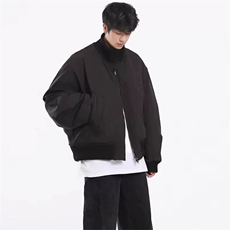 抖音得物美式潮休闲夹克春季立领纯色复古工装加厚棉服外套MF01，男装夹克，电商A443