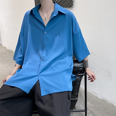 爆主推纯色净版宽松男士6色短袖衬衫A071-C15-P35，男装T恤，电商A071