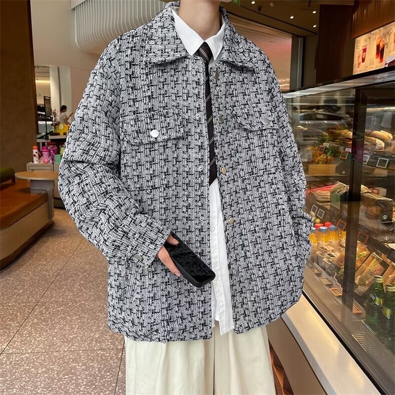 小香风外套男士秋季美式潮牌痞帅韩版毛呢格子外套J317P65,男装夹克,星座1116-2