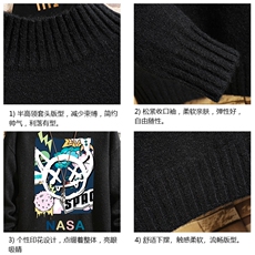 半高领毛衣男士大码针织衫男毛线衣男砖墙M18275-P45加绒款-P65，男装针织衫/毛衣，电商A040A
