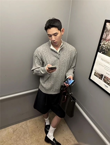 新贵轻奢松弛感老钱风亨利领假两件毛衣肌理休闲针织衫16808/P88图片