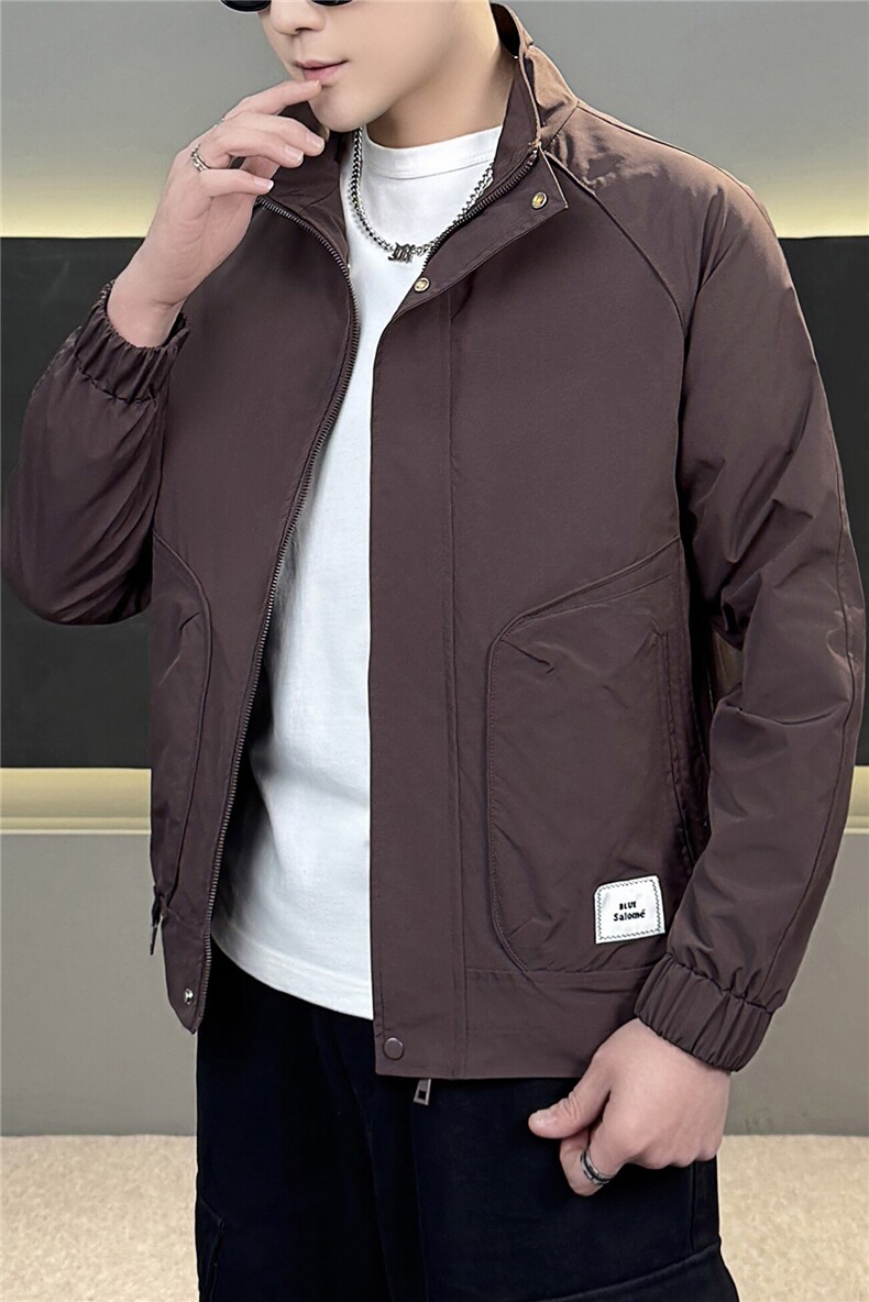 春季夹克上衣外套立领咖啡色JK8509-P85,男装夹克,星座1012-1