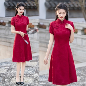 新中式风缎面修身立领改良旗袍连衣裙 2505 P125图片