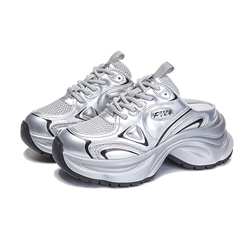 吸膜底包头拖鞋女2024夏季新款厚底银色凉拖百搭外穿半拖时尚女鞋，女鞋拖鞋，电商A223