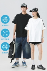 2025可二开无影墙美式复古运动线条纯色圆领短袖T恤CM822特批23，男装T恤，星座717