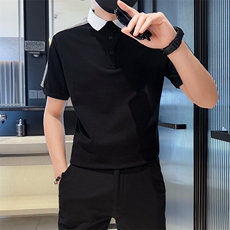 2025夏季数据款新款短袖T恤千鸟格织带设计翻领Polo衫B9713-P48，男装T恤，电商D342