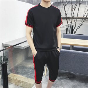 休闲运动T恤两件套圆领套装短款时尚短裤T恤套装DS81TP55图片