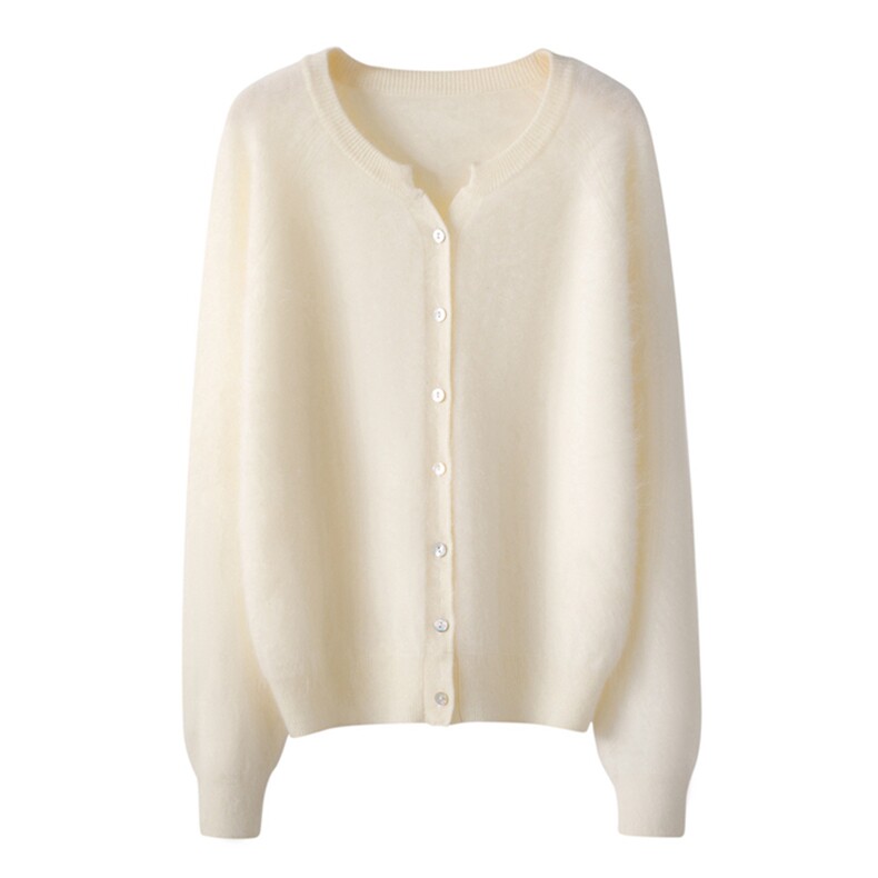 女士秋冬羊绒衫纯色简约圆领开衫羊绒，女装羊绒衫，绒知纯羊绒