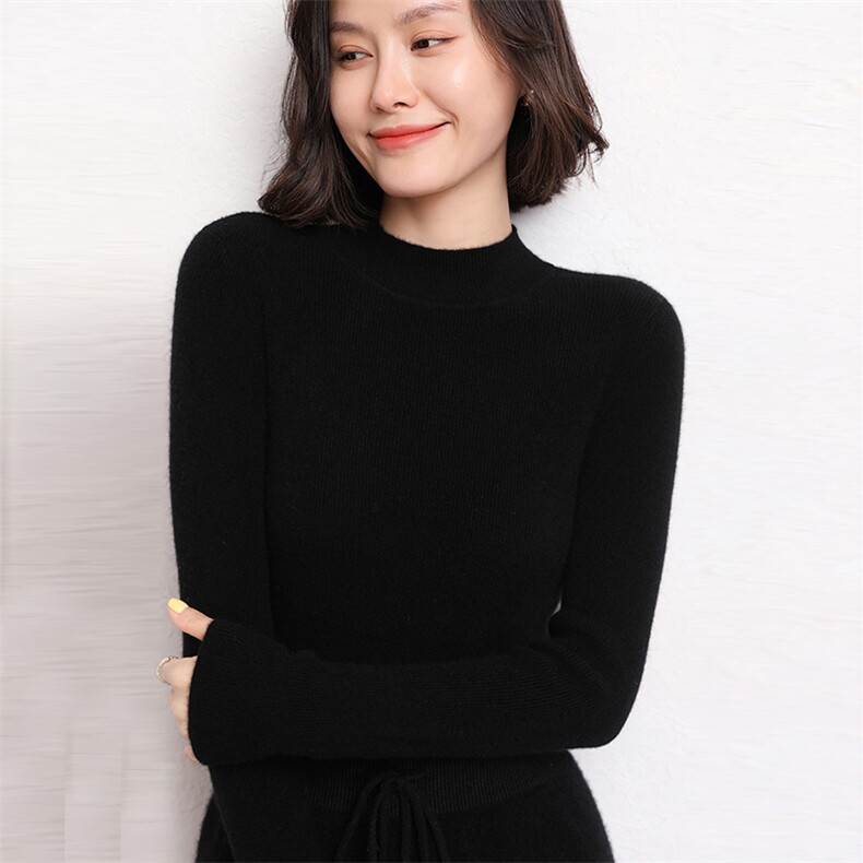 羊绒衫女羊绒半高领内搭毛衣百搭针织打底上衣,女装羊绒衫,五色羊羊绒