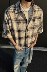 2026夏季新款扎染格子短袖衬衫男美式复古休闲衬衣-A2012TP45控78，男装衬衫，电商B241