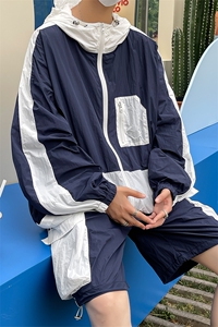 夏季夹克衫防晒服套装 运动风撞色时尚防晒衣男 XZ514-2-1610-P98图片