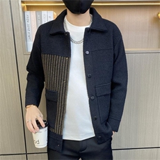 M3835-P90秋冬新款男士开衫加厚轻商务翻领单排纽扣针织开衫外套，男装针织衫/毛衣，电商D310B