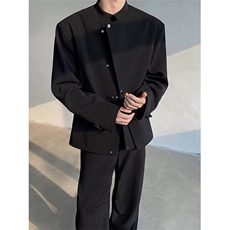 春季新中式垫肩斜门襟西服外套男解构设计感痞帅立领夹克XZ10，男装西服，星座1116A（原606A-3）