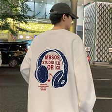 W556P35加绒45圆领卫衣秋冬套头宽松青少年长袖美式无帽男生上衣t，男装卫衣，星座304A