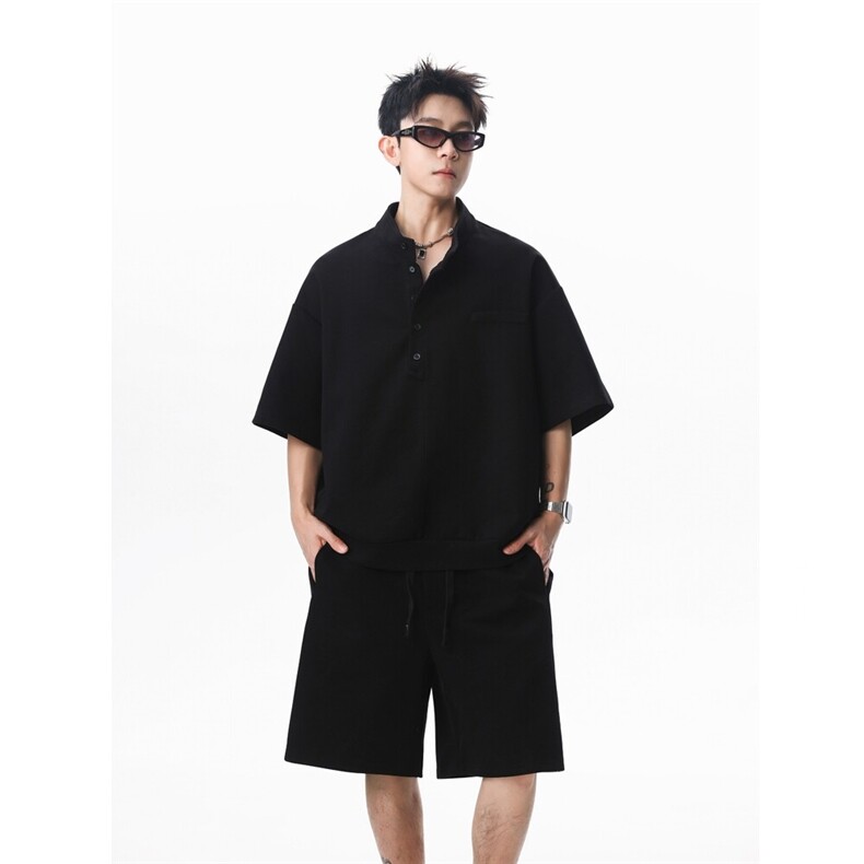 夏季短袖T恤POLO衫套装潮流百搭直筒宽松裤男女TZ307P85,男装Polo衫,星座201-2