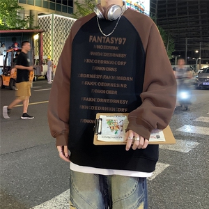 港风新款秋季时尚百搭宽松字母印花潮流卫衣WY614P48控68图片