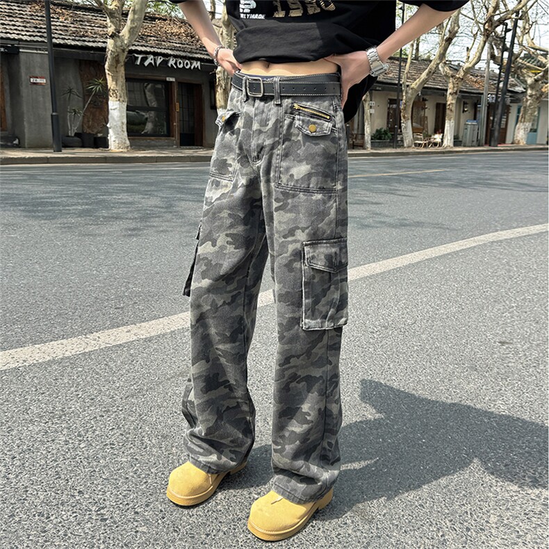 街景图现货美式复古情侣迷彩裤610A-1-82040-P60图片