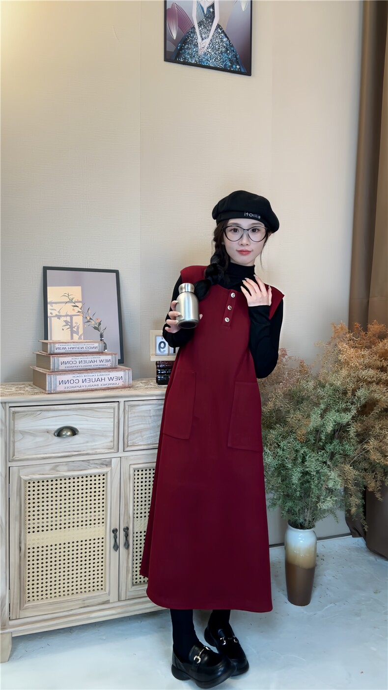 2025新款春秋穿搭简约圆领无袖打底衫设计感连衣裙单件,女装连衣裙,亿东羊绒