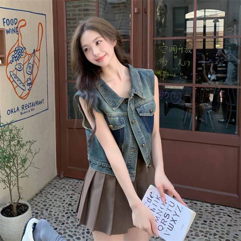 现货！现货！秋季2C256-A003-P120-K190牛仔马夹,女装马甲,2C256