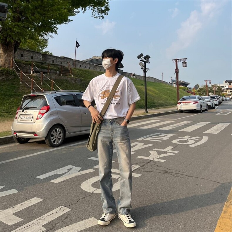 816B-T1069-P40可爱狗狗t恤纯棉宽松ins韩慵懒男女,男装T恤,星座816B