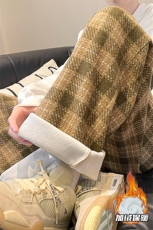 8XL-M特大码加厚毛呢料格子休闲裤宽松直筒长裤子男裤毛呢裤K946，男装休闲裤，电商D206-1