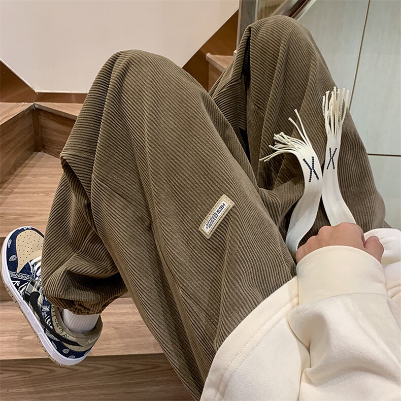 大休闲裤男宽松港风直筒灯芯绒阔腿裤子416B-KL286-P55限68,男装休闲裤,星座416B-1
