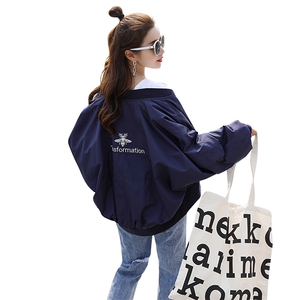 黑色外套女春秋2025年新款学生宽松薄款bf棒球服ins港风夹克短款图片