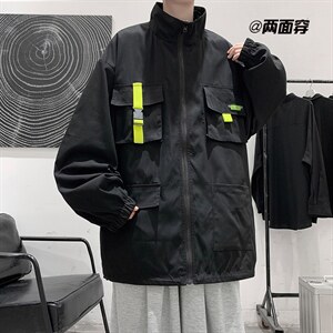 港风ins秋季大码口袋潮酷男工装外穿夹克上衣JK80P85限118,男装夹克,电商A089-1