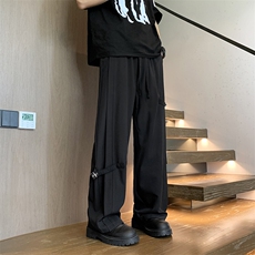 夏季新款冰丝凉感休闲裤男小众设计感直筒长裤垂感裤子，男装休闲裤，星座410-7