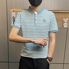 PL041-P40夏季男士条纹拼色短袖POLO衫韩版休闲翻领T恤青年潮牌，男装Polo衫，电商D310B