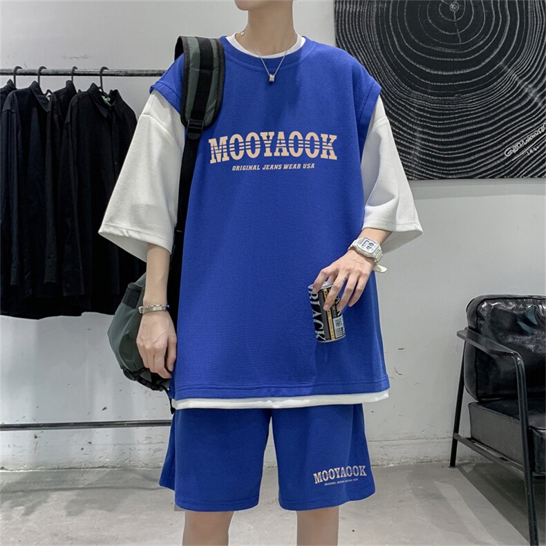 数据款冰感华夫格套装潮流休闲短袖短裤两件套FTZ3025-P55控78,男装牛仔裤,电商B370