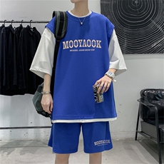数据款冰感华夫格套装潮流休闲短袖短裤两件套FTZ3025-P55控78，男装牛仔裤，电商B370