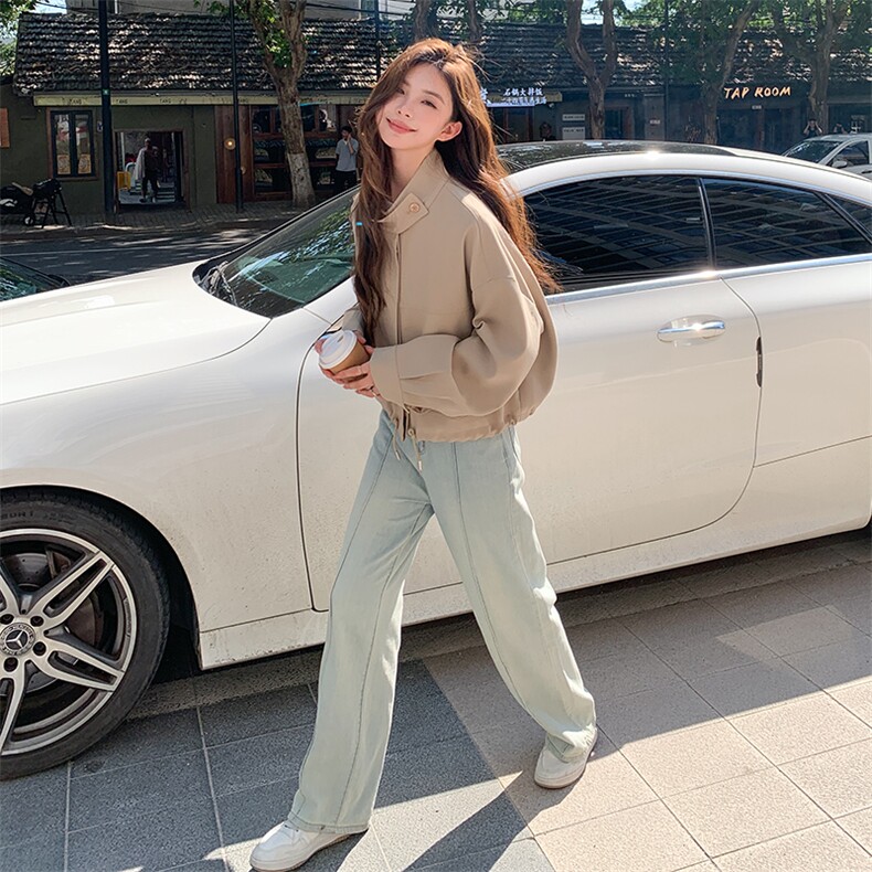 初秋短款立领外套女春秋款女款2024新款早秋季韩系短款风衣,女装风衣,浙宝281