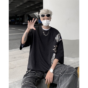 C447-P32 2024夏季新中式潮短袖T恤男美式潮牌五图片