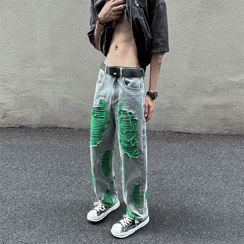 B221 个性男女美式ins高街小众破洞牛仔裤子 LK22039-P65 控88图片