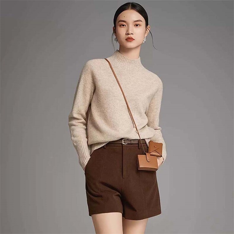 半高领打底衫女2024秋装新款气质针织衫,女装羊毛衫,泰沅羊绒