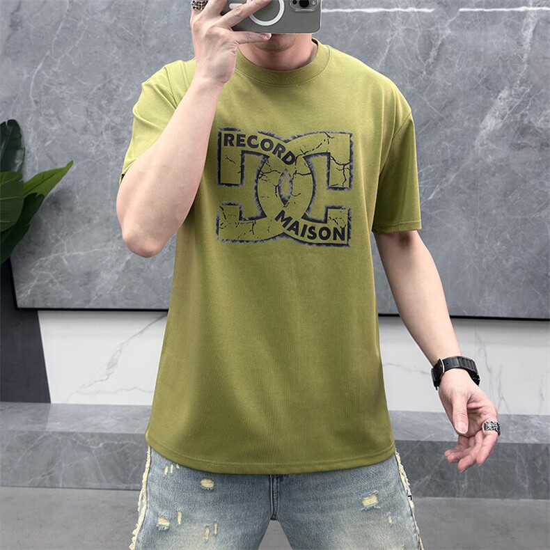 新高品质短袖上衣燙钻百搭款休闲圆领T恤大码简欧A-A501-P45，男装T恤，电商A227B（原钱塘4066-1）