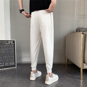 休闲裤男秋季新款韩版修身网红同款束脚裤刺绣针织运动长裤哈伦裤，女装休闲裤，电商A327