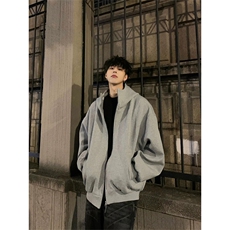 有货~秋冬美式廓形重磅硬挺连帽卫衣开衫外套男WY8836-P65加棉75，男装卫衣，星座1004-3