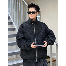 春季抖音得物品质扎染PU皮衣立领雾面皮夹克外套男6153-TP43，男装夹克，星座207