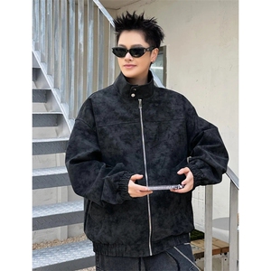 春季抖音得物品质扎染PU皮衣立领雾面皮夹克外套男6153-TP43图片