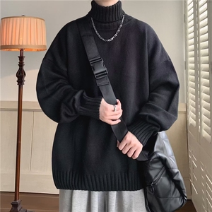 纯色高领男士毛衣秋冬季新款休闲针织衫潮流港风小众慵懒风上衣服图片