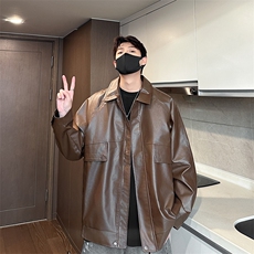 皮衣男士韩版潮流高街帅百搭宽松2024秋冬季ins新款外套W5866-P72，男装皮衣，星座412-3