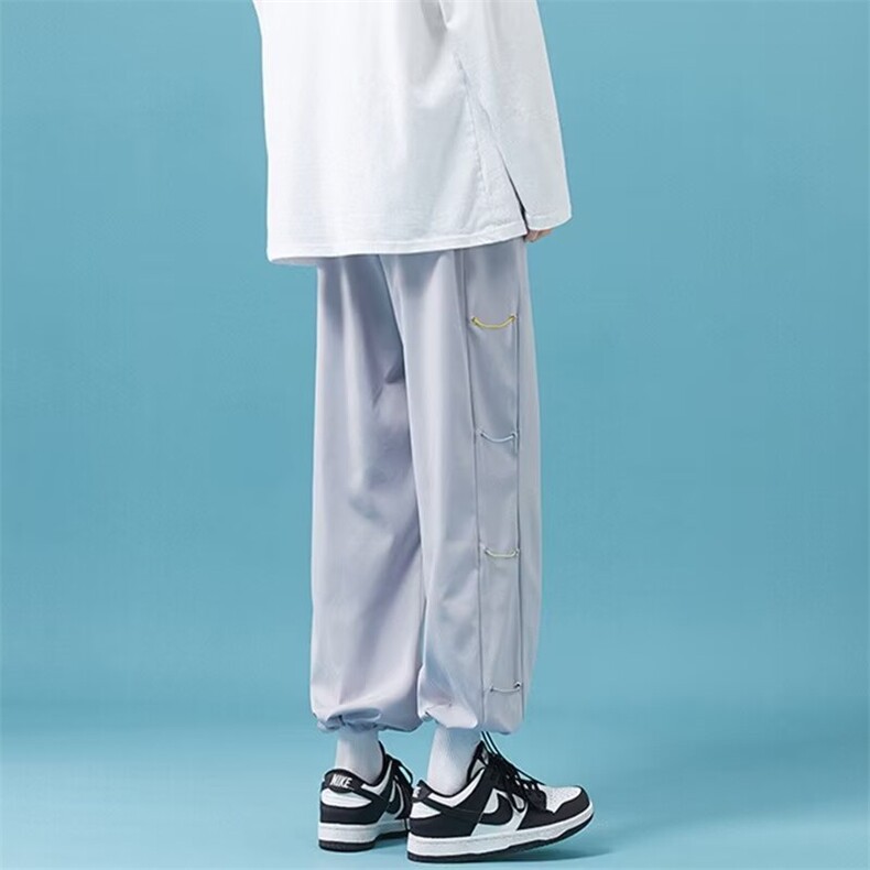 夏季薄款抽绳冰丝束脚裤休闲百搭裤子,男装休闲裤,星座1013
