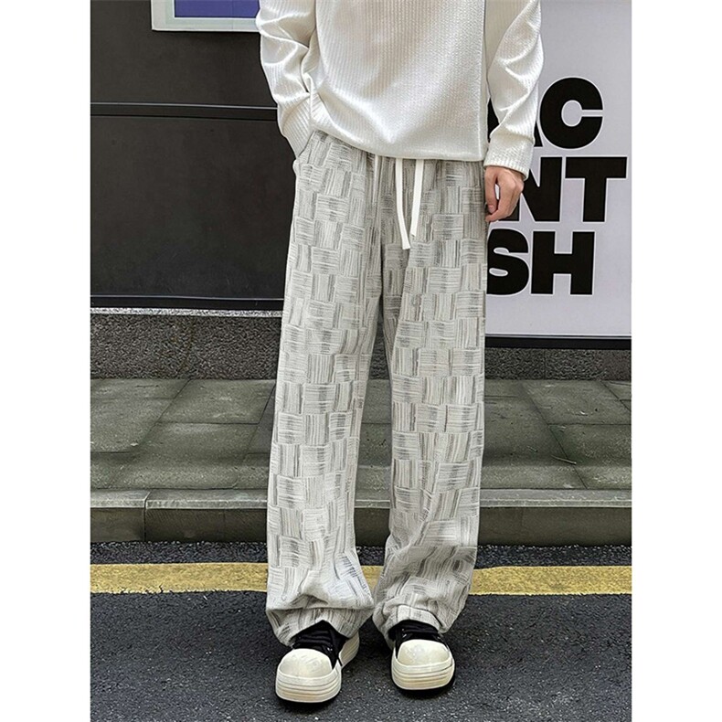 2025秋季新款现货格纹满印休闲裤男阔腿运动长裤子-A2203TP33控58图片