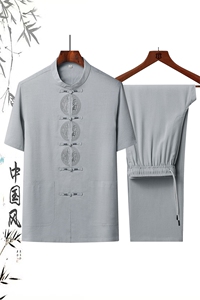 DR2031钱塘2020-2夏季新款男士唐装套装时尚风短袖两件套P98图片