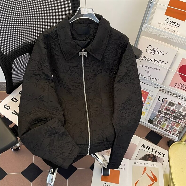 得物品质秋男夹克衫肌理丝绸纹路双层拼接外套JK9327P78,男装夹克,星座1013-1