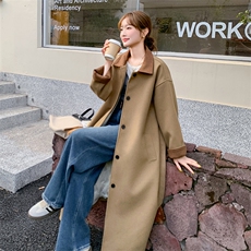 卡其色高级感毛呢大衣女中长款韩系气质羽绒内胆外套6106P245K368，女装毛呢外套，维壹